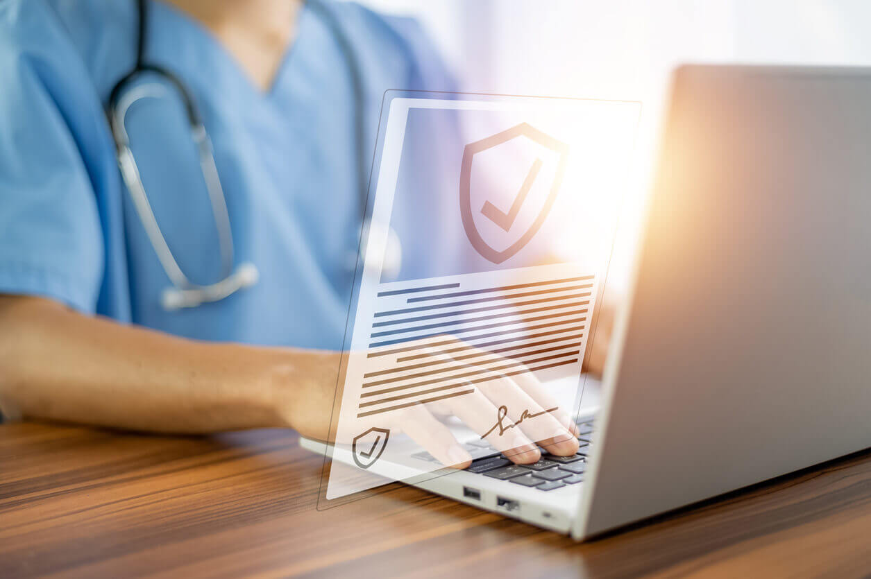 Doctor working in office at hospital